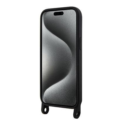 Funda para Apple iPhone 15, Karl Lagerfeld, Silicone Crossbody Ikonik Karl, Negra