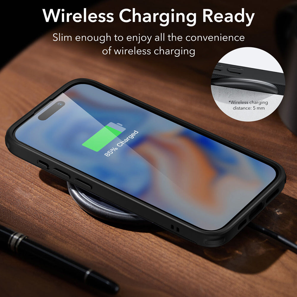 Funda para Apple iPhone 15 Plus, ESR, Air Shield Boost Kickstand, Negra