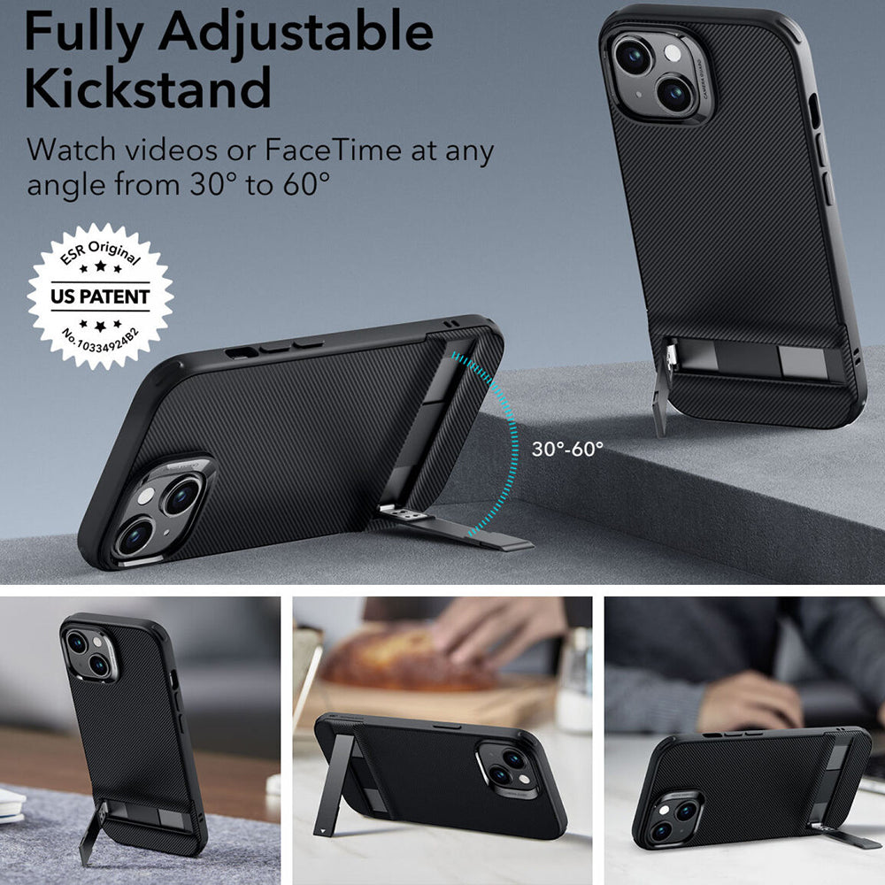 Funda para Apple iPhone 15 Plus, ESR, Air Shield Boost Kickstand, Negra