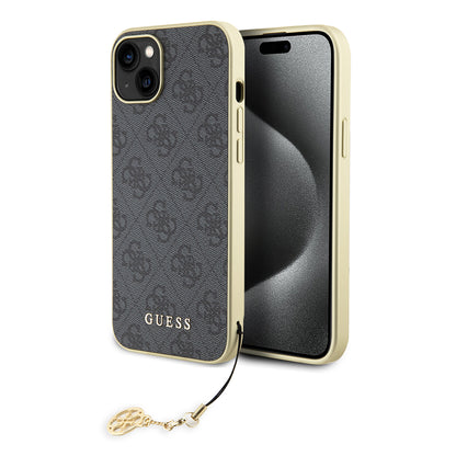 Funda para Apple iPhone 15 Plus, Guess, 4G Charm, Gris