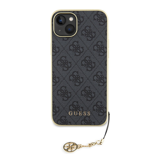 Funda para Apple iPhone 15 Plus, Guess, 4G Charm, Gris