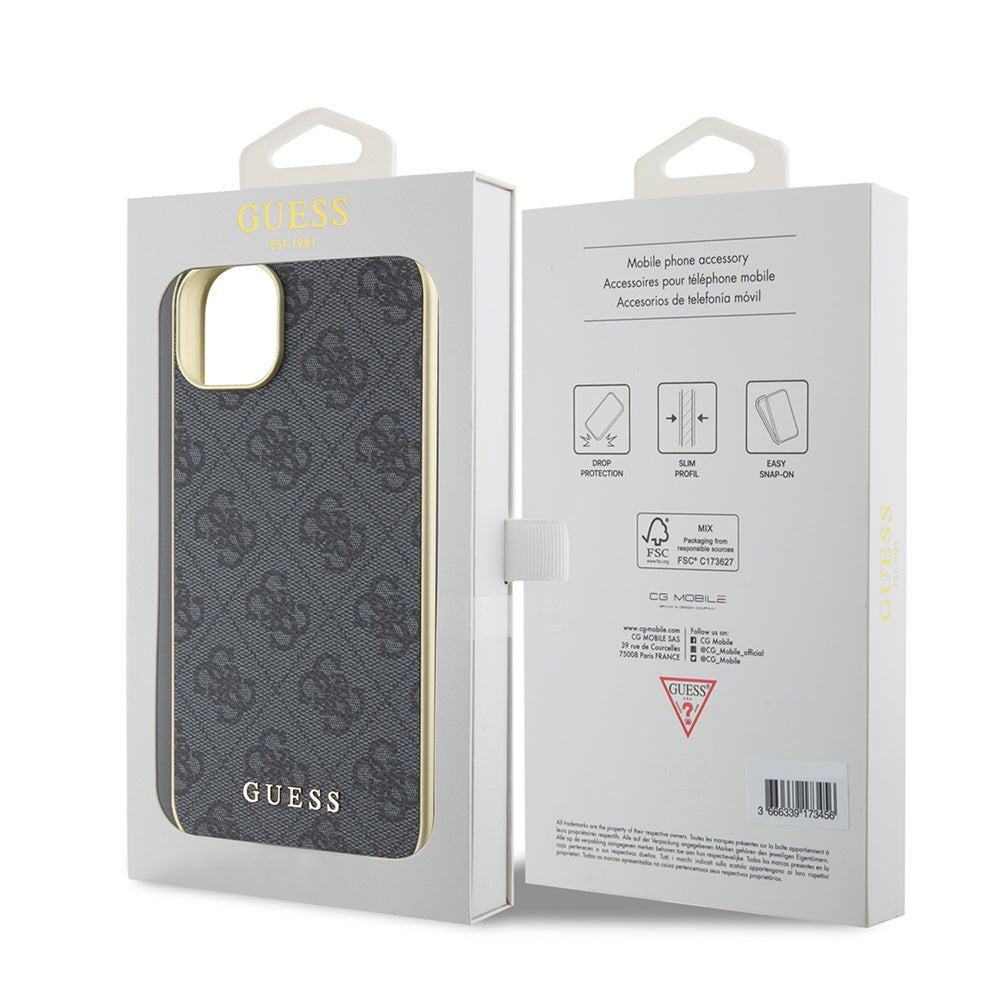 Funda para Apple iPhone 15 Plus, Guess, 4G Charm, Gris
