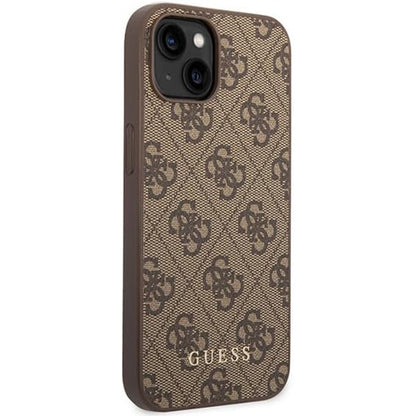 Funda para Apple iPhone 15 Plus, Guess, 4G Metal Gold Logo, Marrón
