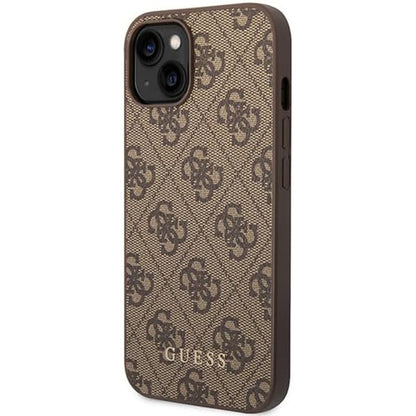 Funda para Apple iPhone 15 Plus, Guess, 4G Metal Gold Logo, Marrón