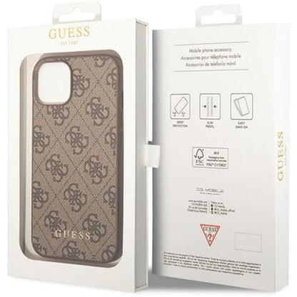 Funda para Apple iPhone 15 Plus, Guess, 4G Metal Gold Logo, Marrón