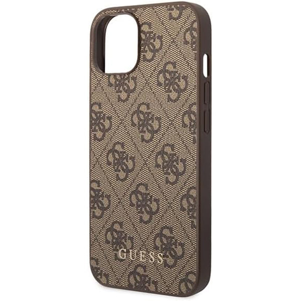 Funda para Apple iPhone 15 Plus, Guess, 4G Metal Gold Logo, Marrón