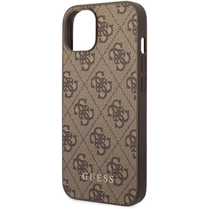 Funda para Apple iPhone 15 Plus, Guess, 4G Metal Gold Logo, Marrón