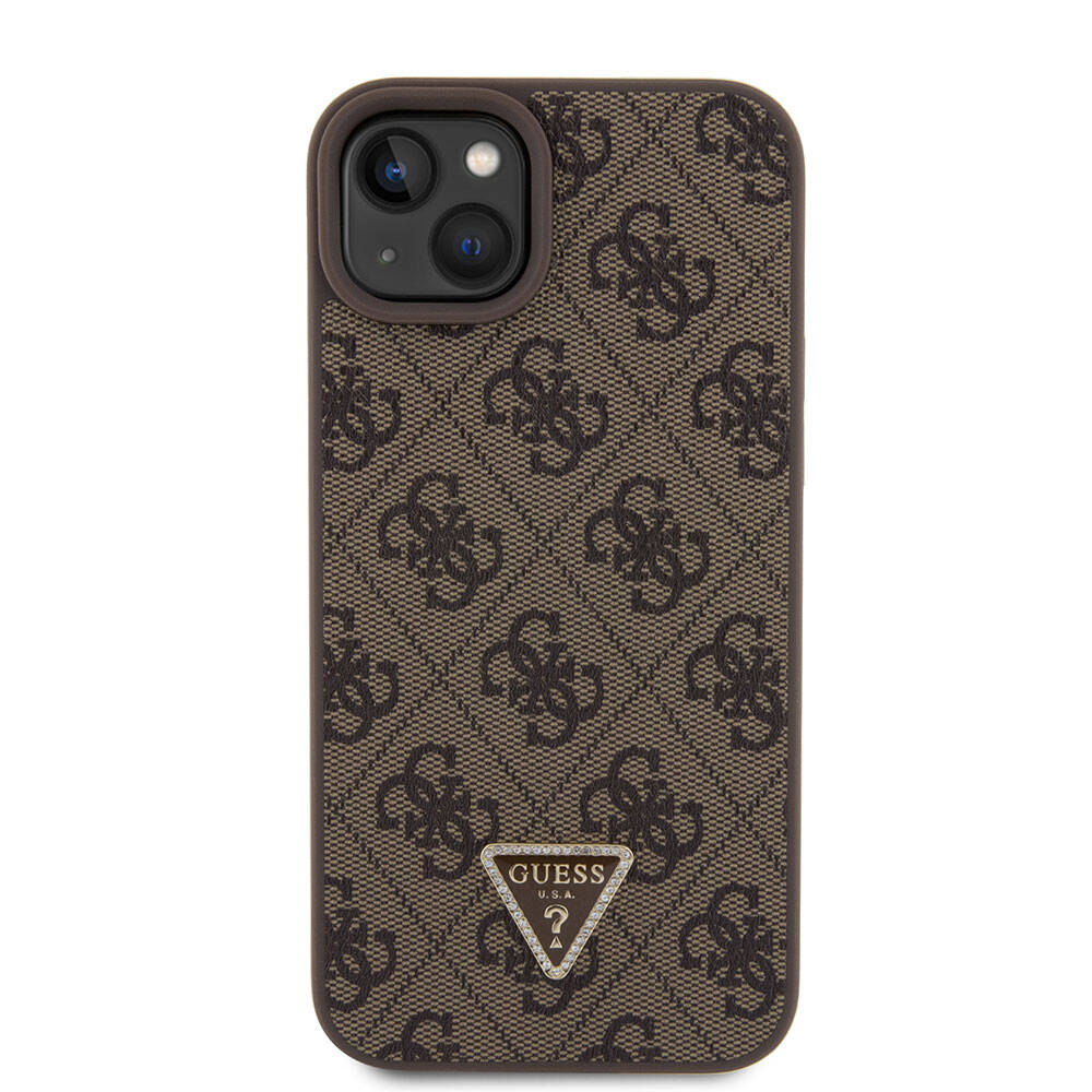 Funda para Apple iPhone 15 Plus, Guess, Crossbody 4G Metal Logo, Marrón