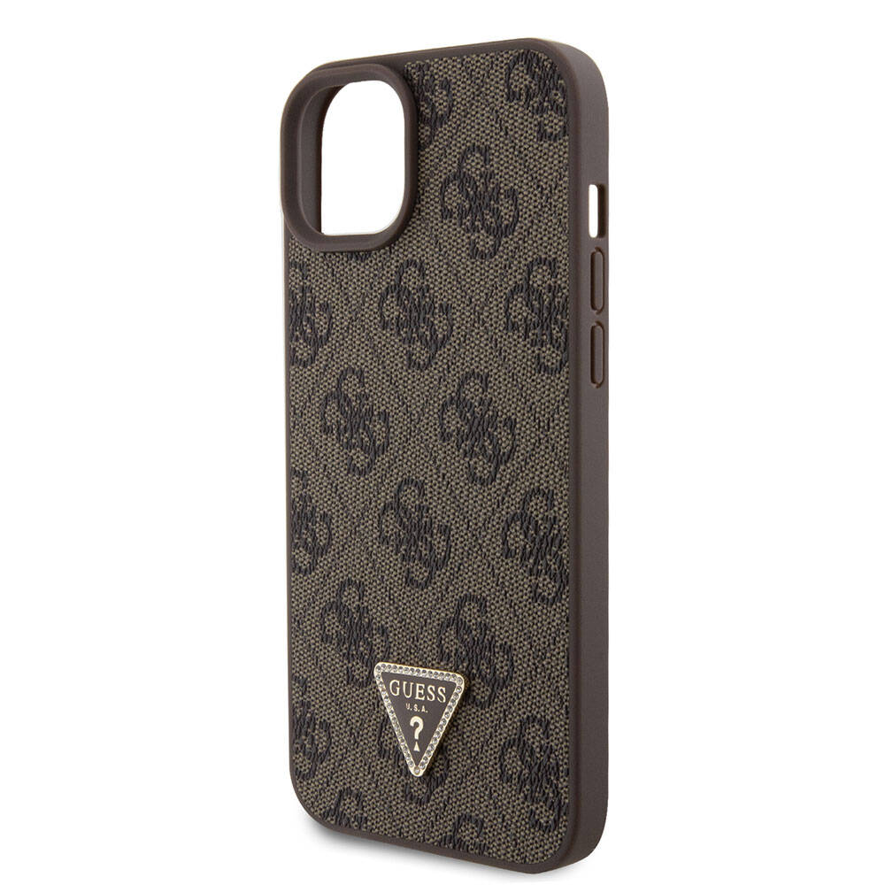 Funda para Apple iPhone 15 Plus, Guess, Crossbody 4G Metal Logo, Marrón