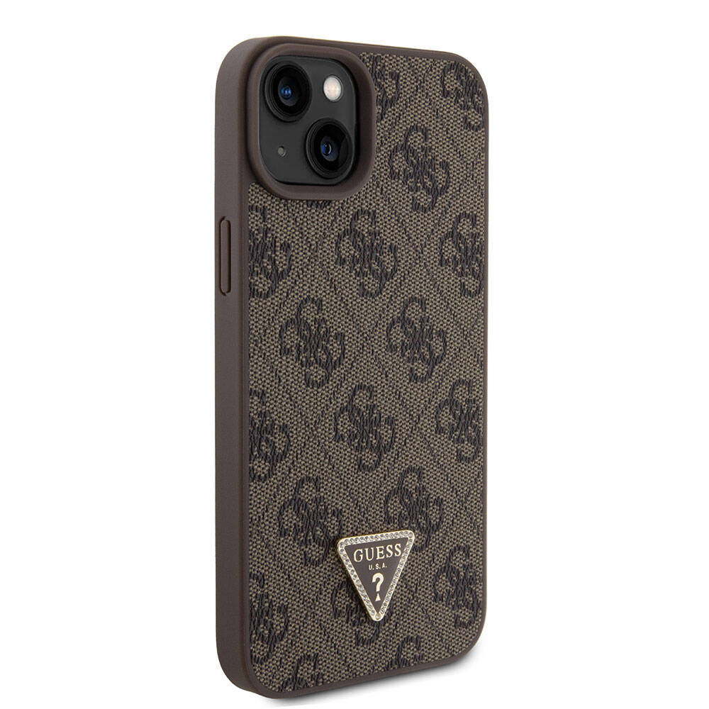 Funda para Apple iPhone 15 Plus, Guess, Crossbody 4G Metal Logo, Marrón