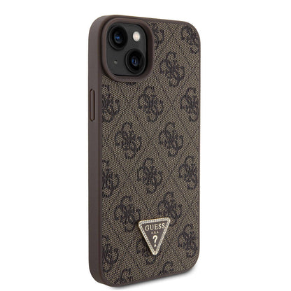 Funda para Apple iPhone 15 Plus, Guess, Crossbody 4G Metal Logo, Marrón