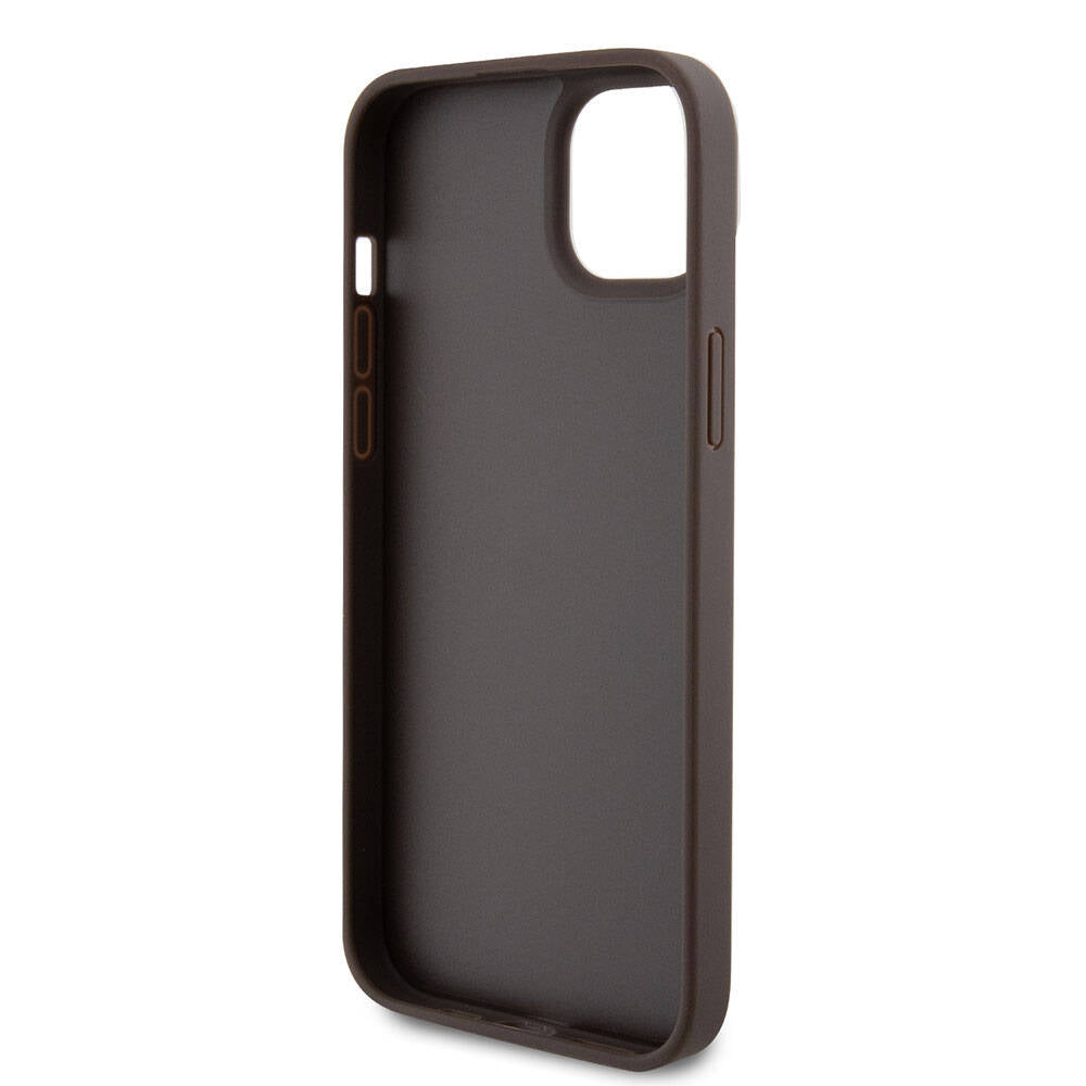 Funda para Apple iPhone 15 Plus, Guess, Crossbody 4G Metal Logo, Marrón