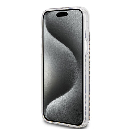 Funda para Apple iPhone 15 Plus, Guess, IML 4G Gold Stripe, Marrón