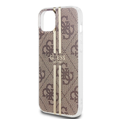 Funda para Apple iPhone 15 Plus, Guess, IML 4G Gold Stripe, Marrón