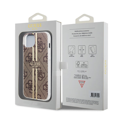 Funda para Apple iPhone 15 Plus, Guess, IML 4G Gold Stripe, Marrón