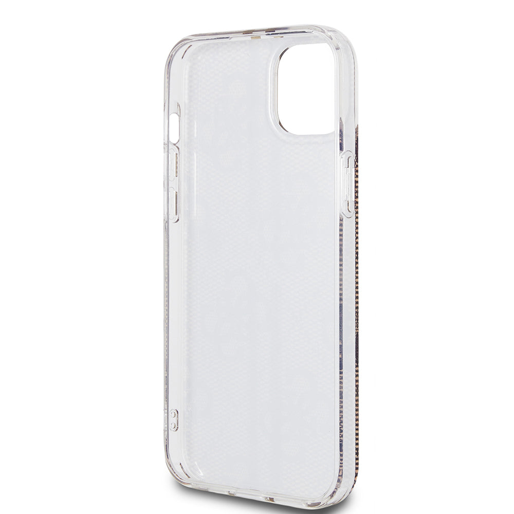 Funda para Apple iPhone 15 Plus, Guess, IML 4G Gold Stripe, Marrón