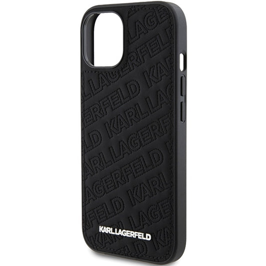 Funda para Apple iPhone 15 Plus, Karl Lagerfeld, Patrón Acolchado Diagonal K, Negra
