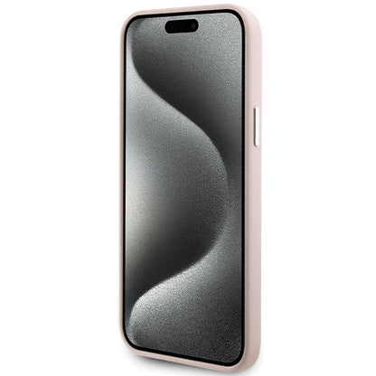 Funda para Apple iPhone 15 Plus, Karl Lagerfeld, Silicona Choupette Metal, Rosa
