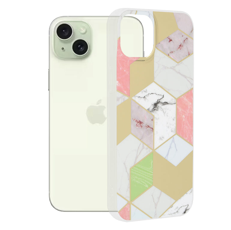 Funda para Apple iPhone 15 Plus, Techsuit, Marble, Morado