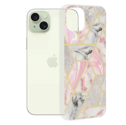 Funda para Apple iPhone 15 Plus, Techsuit, Marble, Rosa