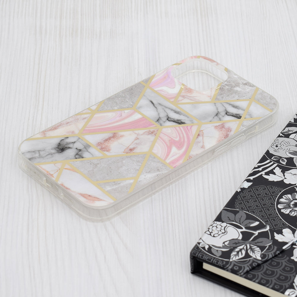 Funda para Apple iPhone 15 Plus, Techsuit, Marble, Rosa