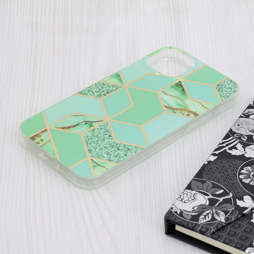 Funda para Apple iPhone 15 Plus, Techsuit, Marble, Verde