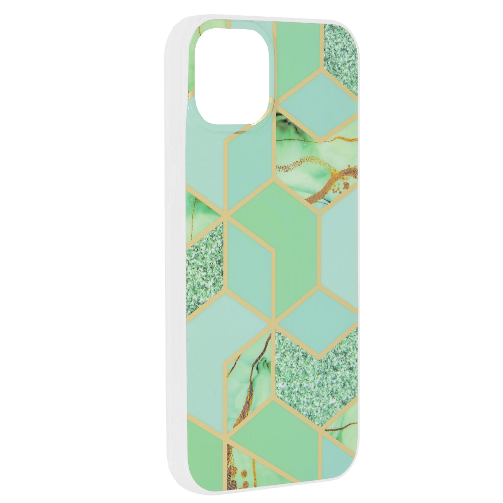 Funda para Apple iPhone 15 Plus, Techsuit, Marble, Verde