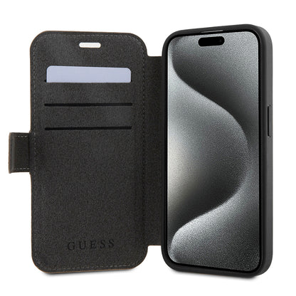 Funda para Apple iPhone 15 Pro, Guess, 4G Book, Marrón