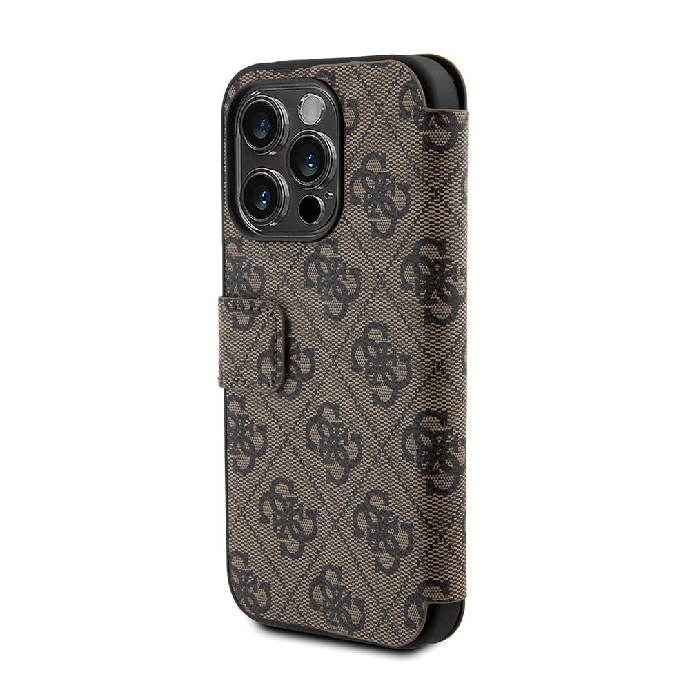 Funda para Apple iPhone 15 Pro, Guess, 4G Book, Marrón