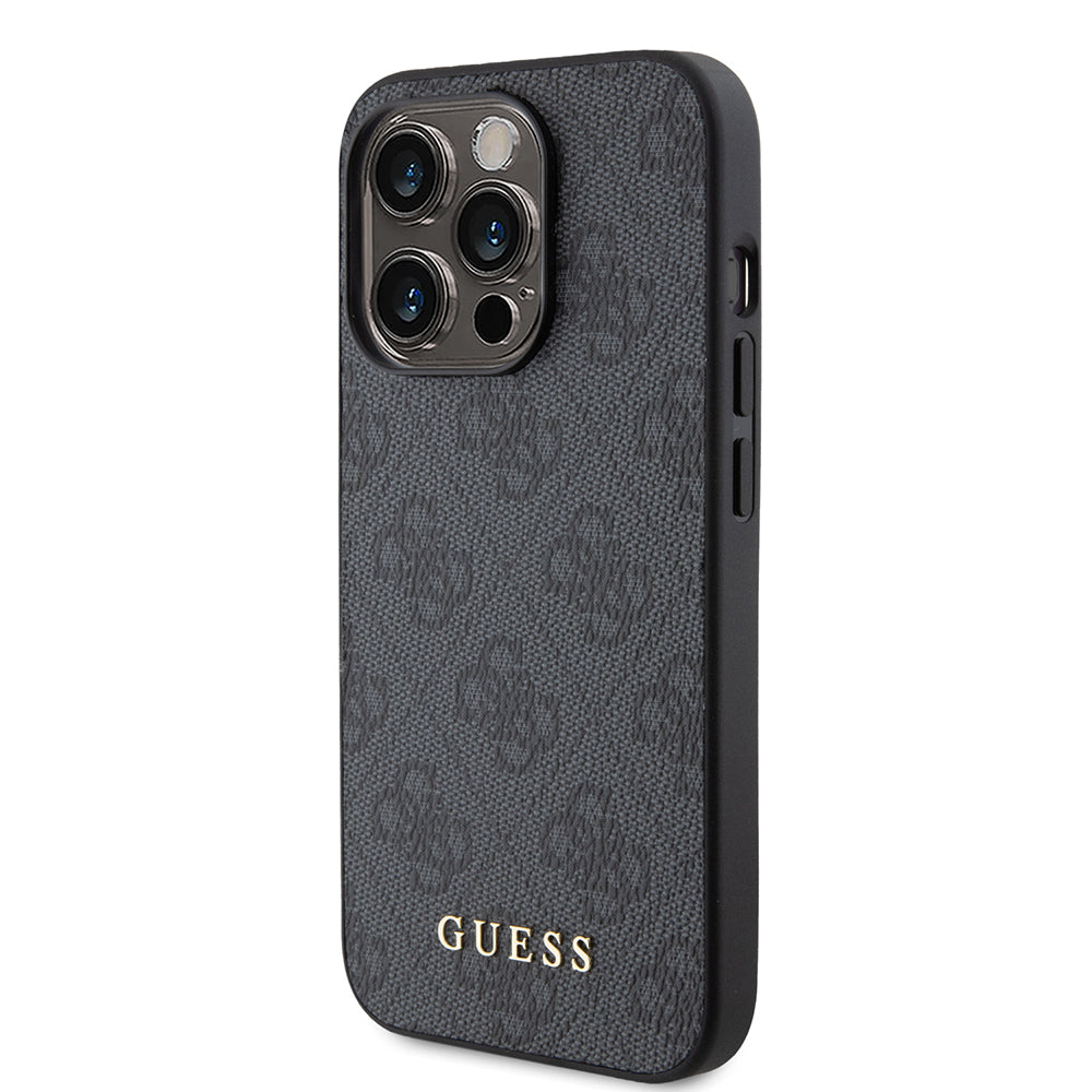 Funda para Apple iPhone 15 Pro, Guess, 4G Metal Gold Logo, Gris