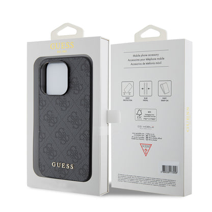 Funda para Apple iPhone 15 Pro, Guess, 4G Metal Gold Logo, Gris