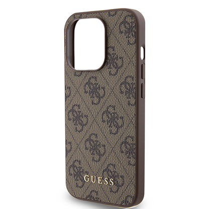 Funda para Apple iPhone 15 Pro, Guess, 4G Metal Gold Logo, Marrón