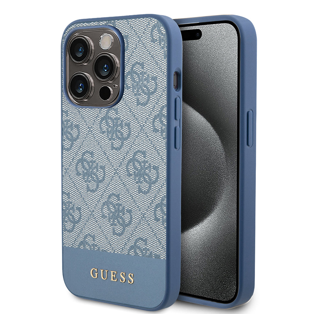Funda para Apple iPhone 15 Pro, Guess, 4G Stripe, Azul