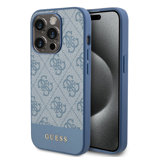 Funda para Apple iPhone 15 Pro, Guess, 4G Stripe, Azul