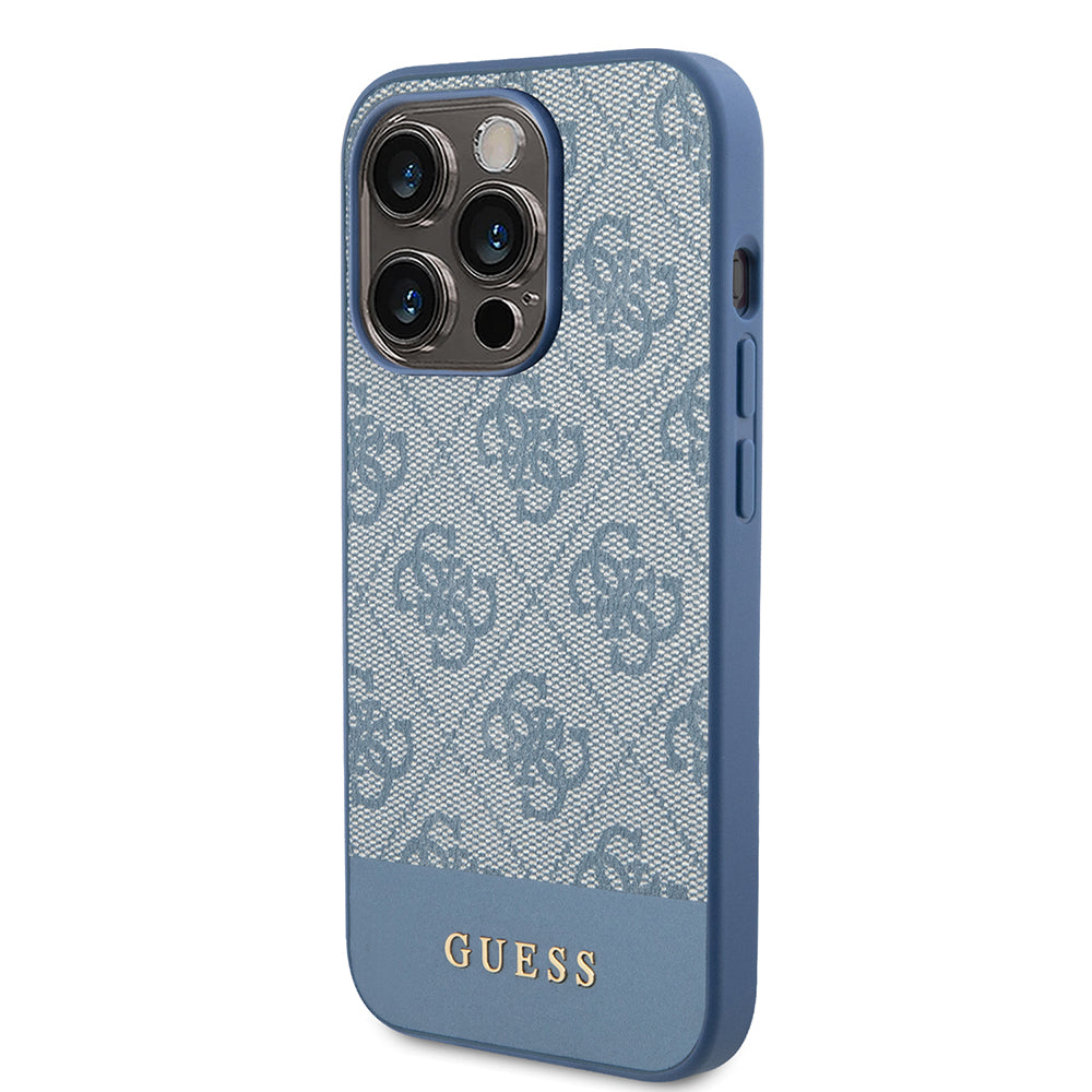 Funda para Apple iPhone 15 Pro, Guess, 4G Stripe, Azul