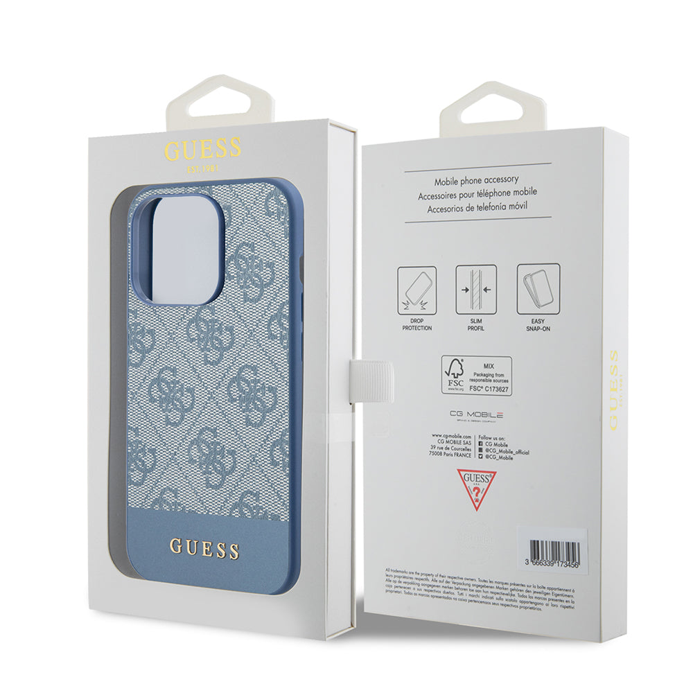 Funda para Apple iPhone 15 Pro, Guess, 4G Stripe, Azul