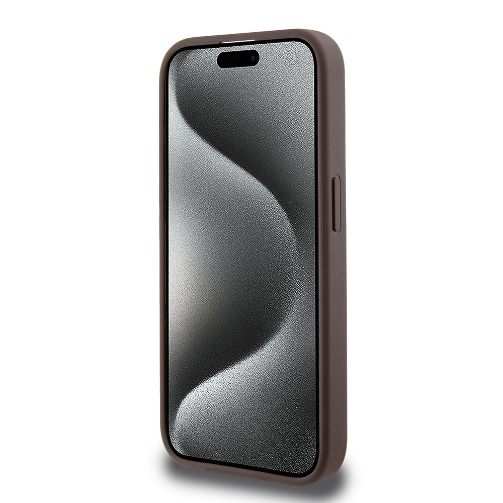 Funda para Apple iPhone 15 Pro, Guess, 4G Stripe, Marrón