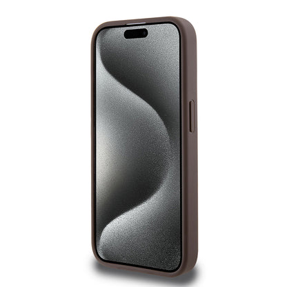 Funda para Apple iPhone 15 Pro, Guess, 4G Stripe, Marrón