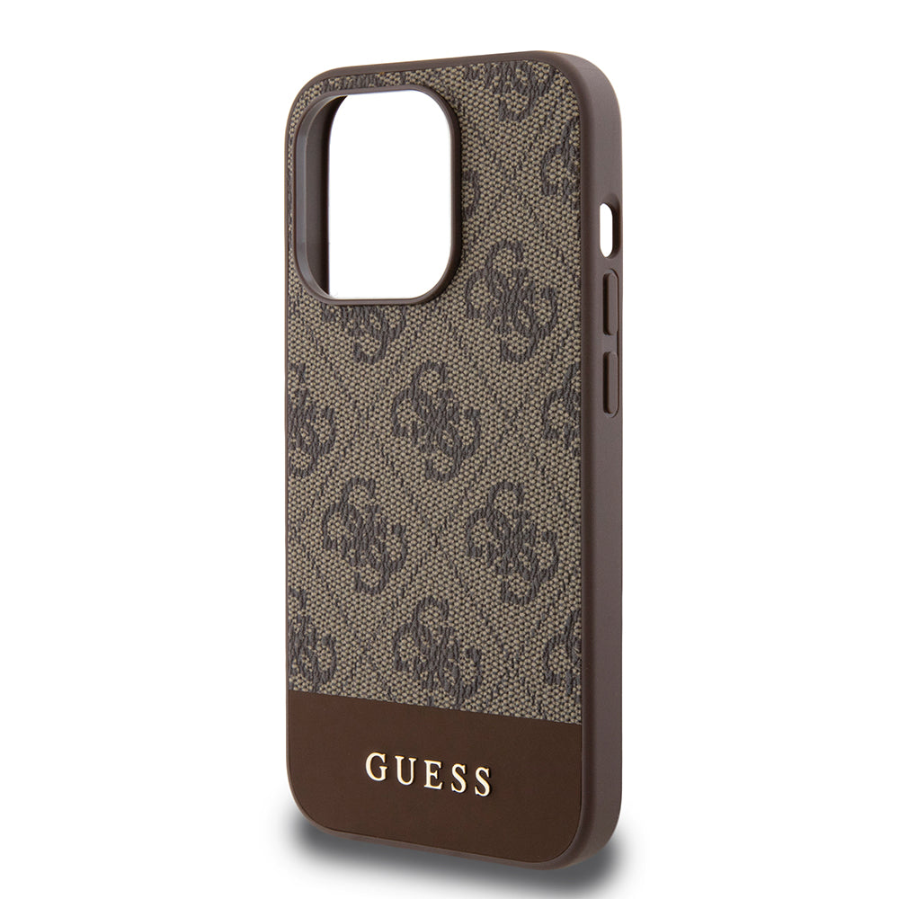 Funda para Apple iPhone 15 Pro, Guess, 4G Stripe, Marrón