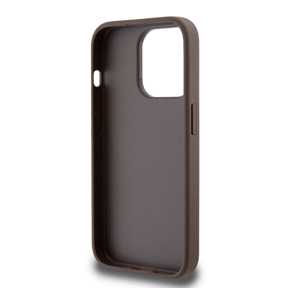 Funda para Apple iPhone 15 Pro, Guess, 4G Stripe, Marrón
