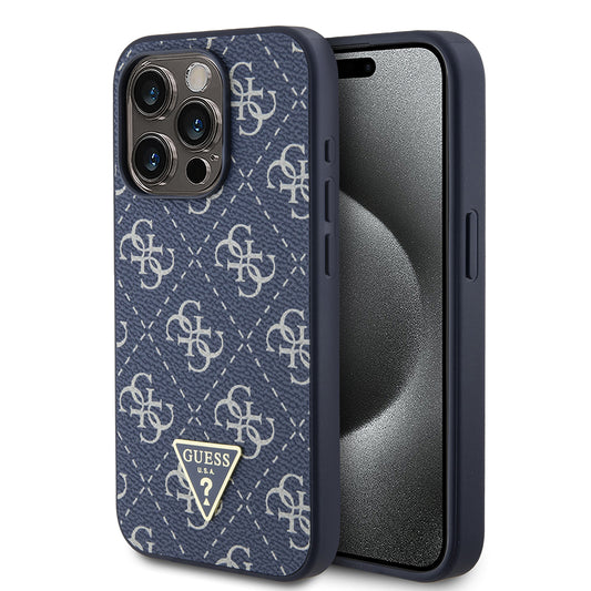 Funda para Apple iPhone 15 Pro, Guess, 4G Triangle Logo, Azul