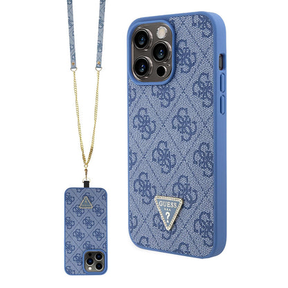 Funda para Apple iPhone 15 Pro, Guess, Crossbody 4G Metal Logo, Azul.