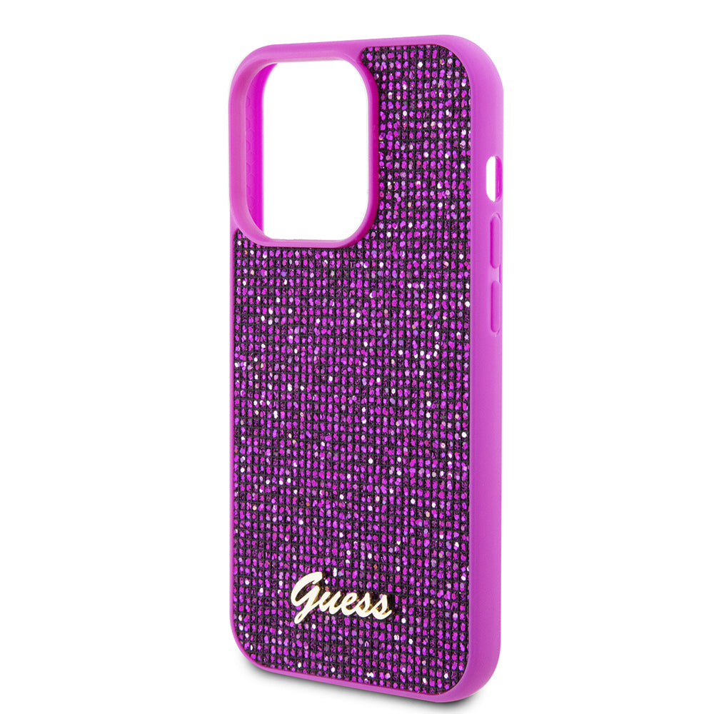 Funda para Apple iPhone 15 Pro, Guess, Disco Metal Script, Fucsia