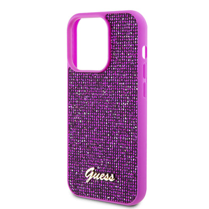 Funda para Apple iPhone 15 Pro, Guess, Disco Metal Script, Fucsia