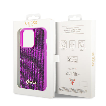 Funda para Apple iPhone 15 Pro, Guess, Disco Metal Script, Fucsia