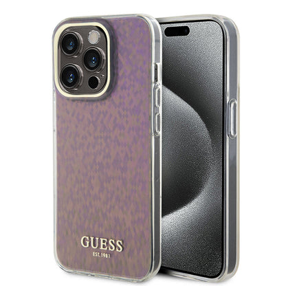 Funda para Apple iPhone 15 Pro, Guess, IML Faceted Mirror Disco Iridescent, Rosa
