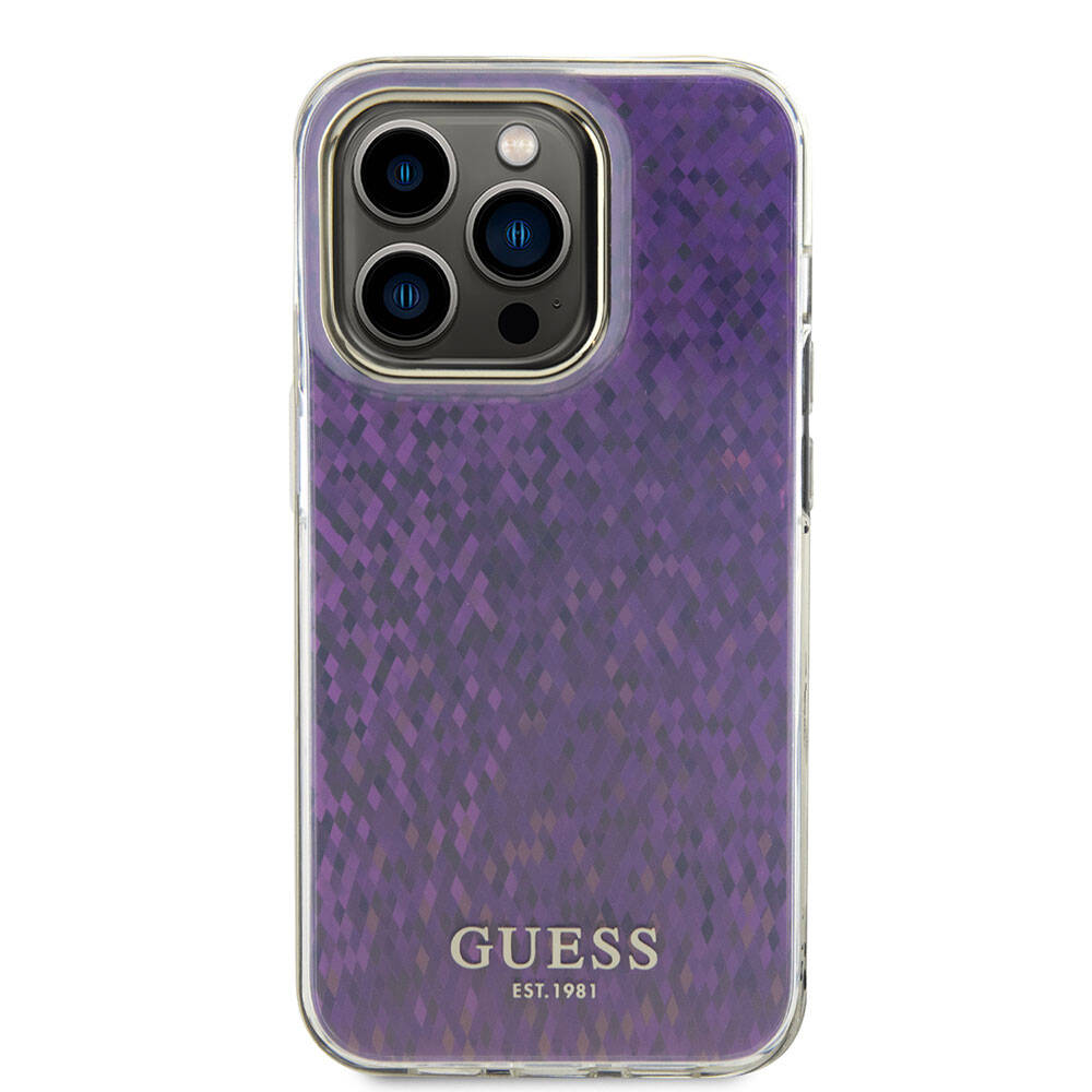 Funda para Apple iPhone 15 Pro, Guess, IML Faceted Mirror Disco Iridescent, Rosa