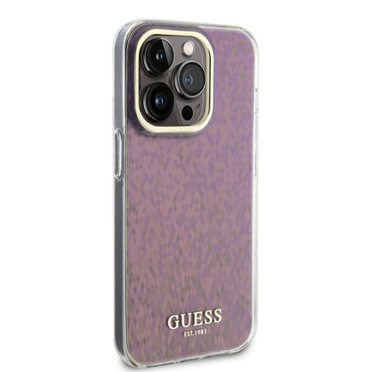 Funda para Apple iPhone 15 Pro, Guess, IML Faceted Mirror Disco Iridescent, Rosa