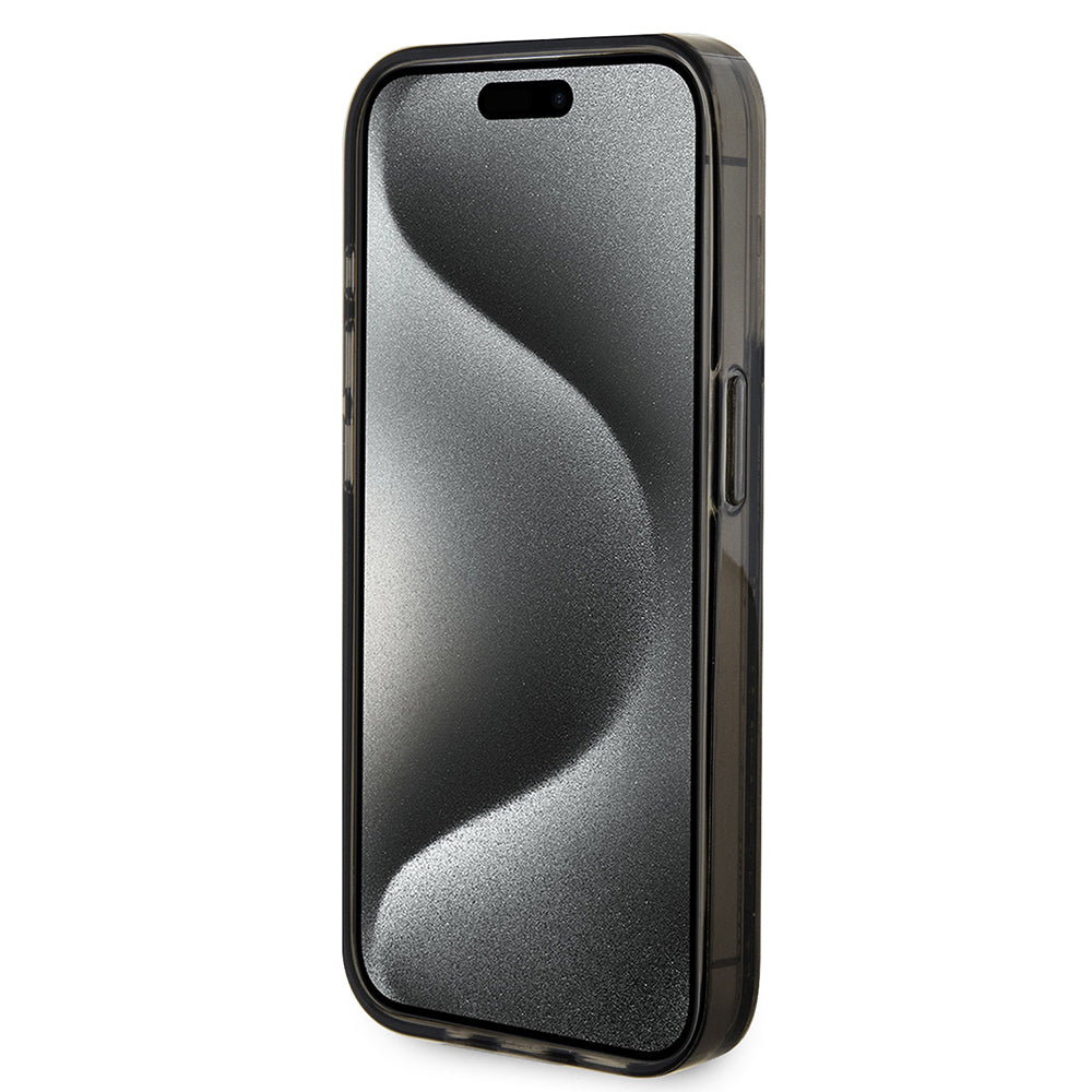 Funda para Apple iPhone 15 Pro, Guess, Liquid Glitter Gold Stripe, Negra