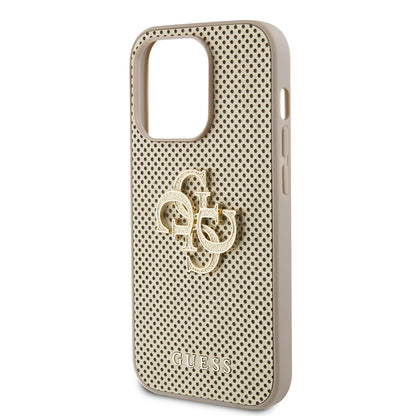 Funda para Apple iPhone 15 Pro, Guess, Perforated 4G, Dorada.